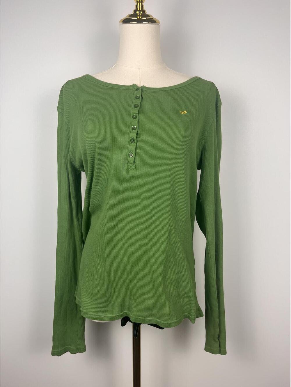 True Y2K Old Navy Tiny Fit Ribbed Henley Top Long Sleeve Women’s Size XL